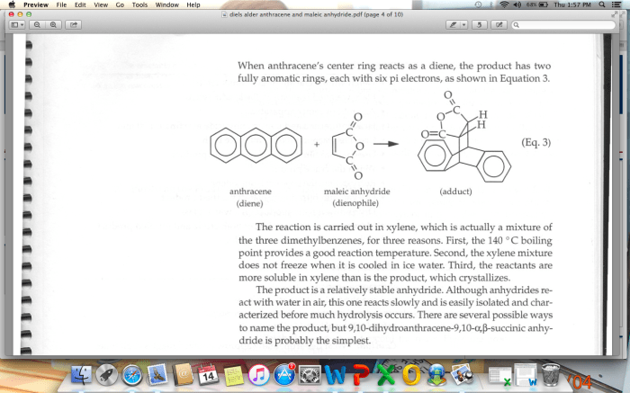 Anthracene-maleic anhydride diels-alder adduct melting point